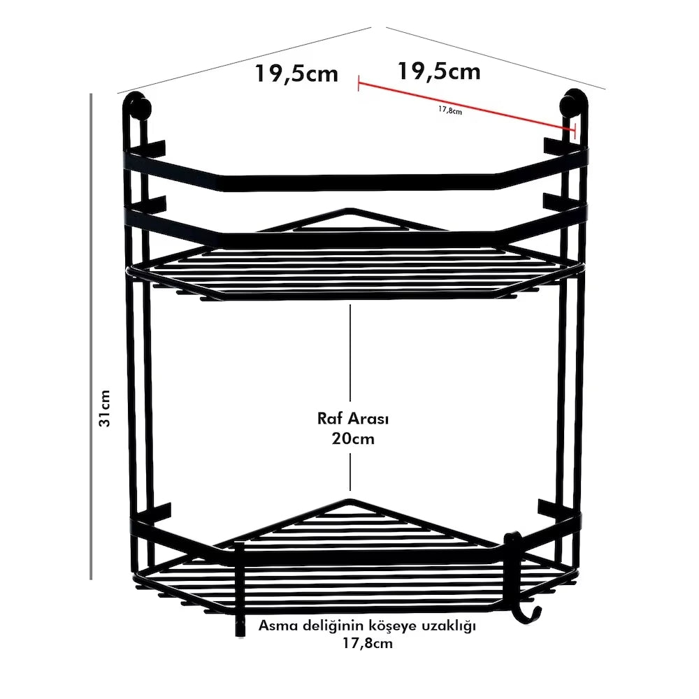 washroom 3-tier corner multipurpose rack by Metallics Home Metallics-Home