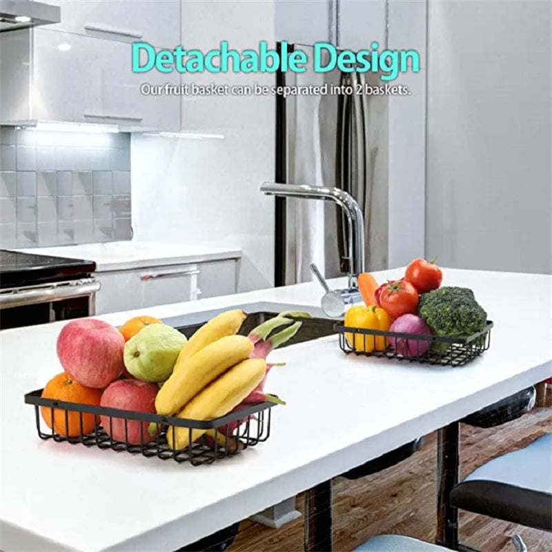 wooden handle counter top 2-tier fruit and vegetable stand by Metallics Home Metallics-Home